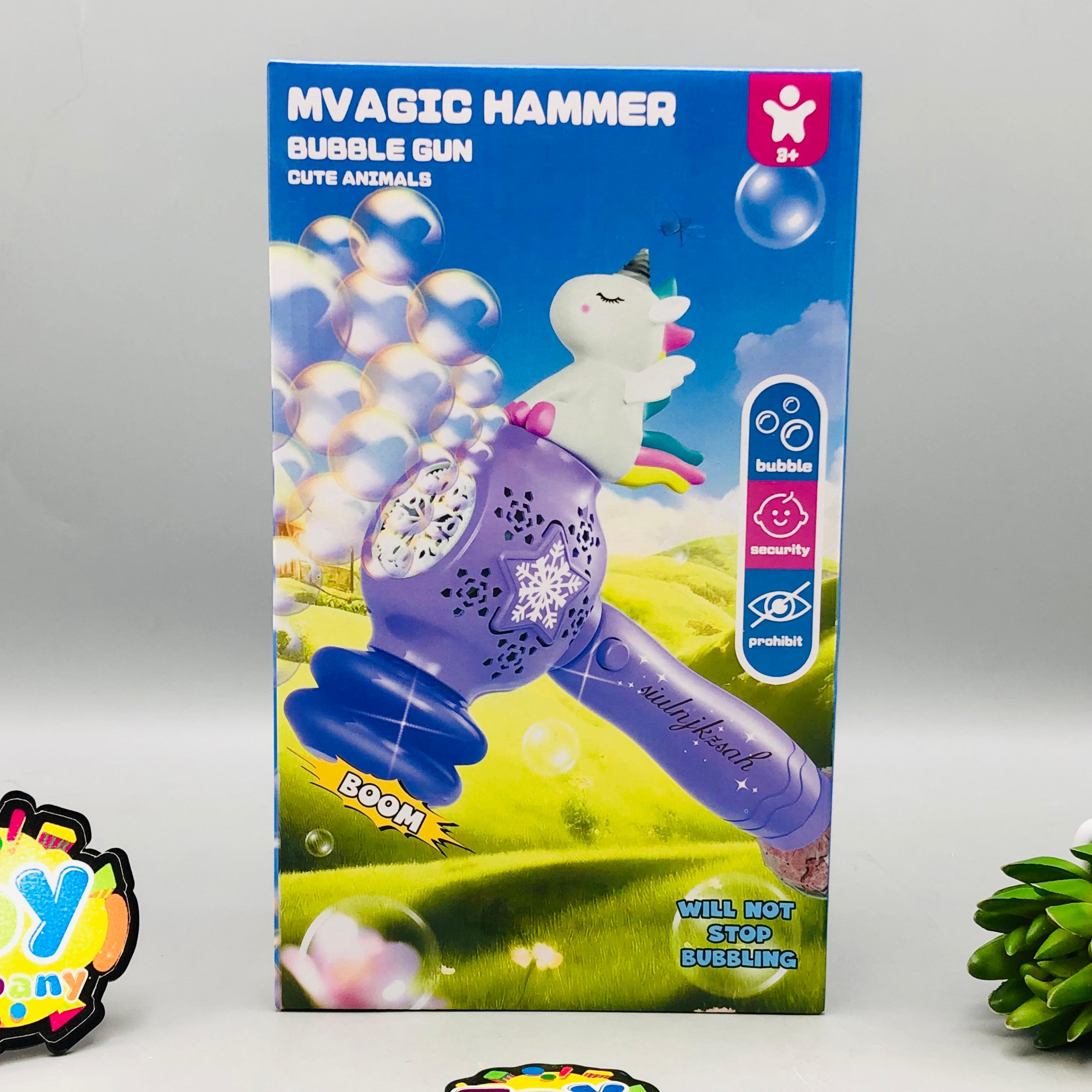 12 Holes Unicorn Hammer Themed Colorful Bubble Stick