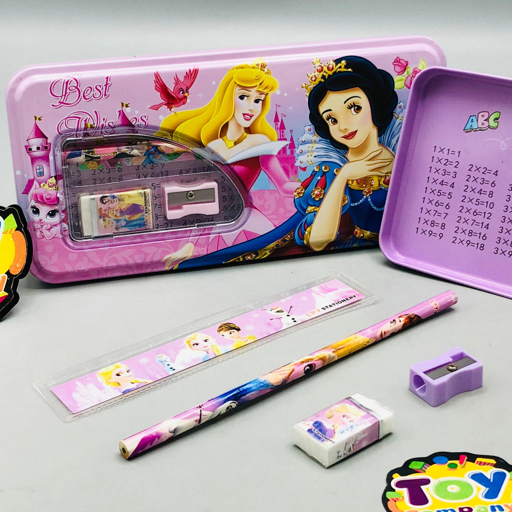 6Pcs Girls Themed Tin Geometry Box - Assortment